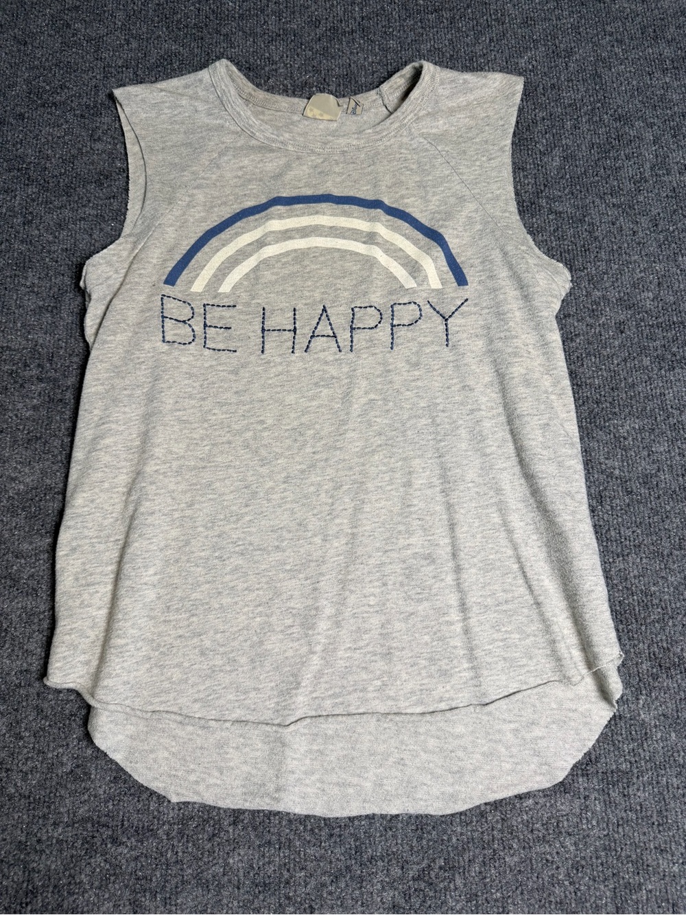 Junk Food Be Happy Sleeveless Graphic Tank Top - Grey